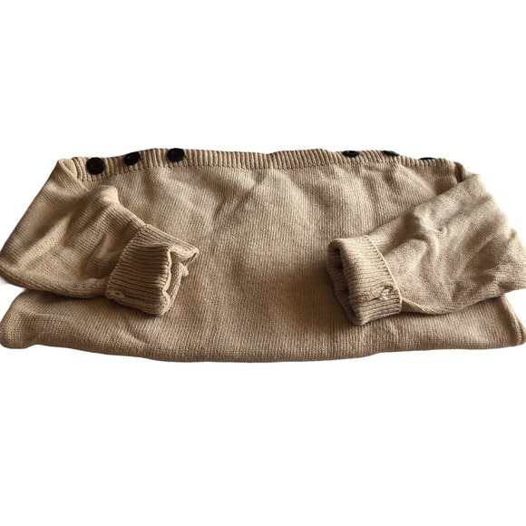 Soft Oversized Beige Wood Button Shoulder Sweater! - Picture 5 of 16